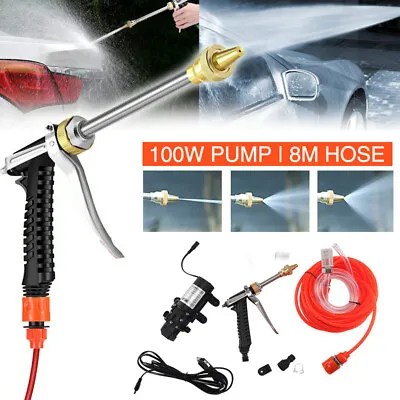 12V Car Washer Water Pump Kit Sprayer Cleaner Hose Portable High Pressure Wash • £16.14