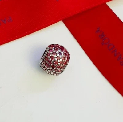 $26.10 • Buy Genuine Pandora Pink Red Salmon Pave Lights Silver Cubic Zirconia Charm #791051