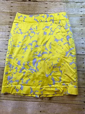 J. Crew Yellow Gray Floral Straight Pencil Skirt Women’s Size 4 • $10