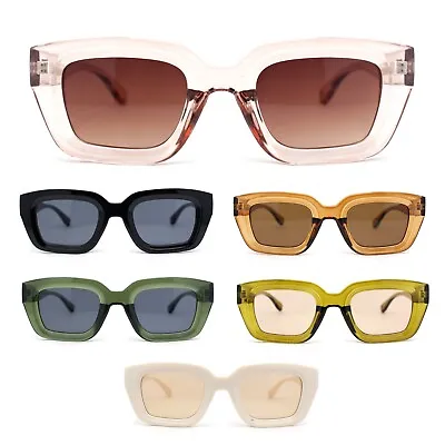 Modern Vintage Style Beveled Horn Rim Hipster Plastic Rectangular Sunglasses • $14.95