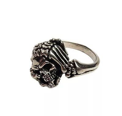 Gothic Biker Skull Ring 925 Sterling Silver Sze 11 Skeleton Handcrafted AeraVida • $40