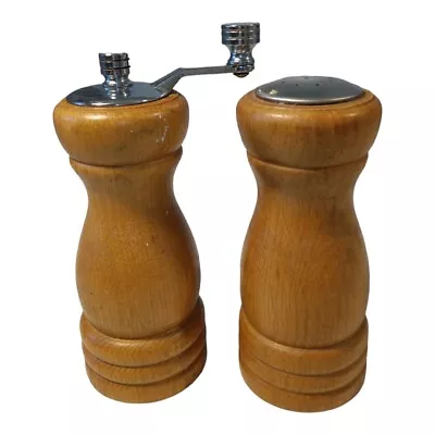 Vintage Olde Thompson Wooden And Stainless Pepper Mill And Salt Shaker Set • $14