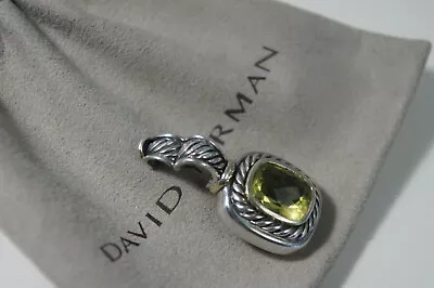 David Yurman 925 Silver 585 GOLD Lemon Citrine Albion Pendant Enhancer & Pouch • $420.75