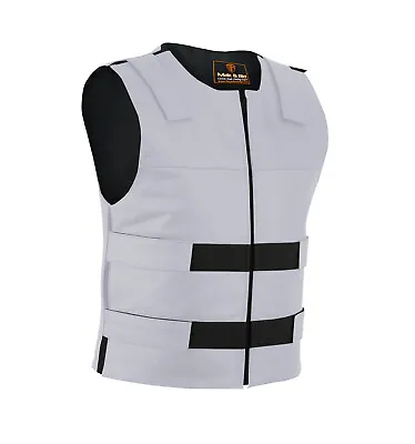 Men's Bullet Proof Style Leather Motorcycle Vest Bikers Tactical Waistcoat SWAT • $69.99