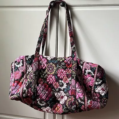 Vera Bradley Duffel Bag Retired Mod Floral Pink Pattern Weekender Travel Large • $39