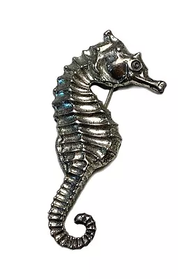 Vintage Sterling Seahorse Brooch 2 3/4” Hat Or Lapel Pin • $9.99