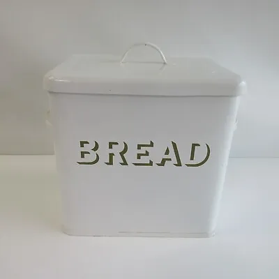 VTG Great Britain Metal Bread Bin White UK England Tin Box • $50