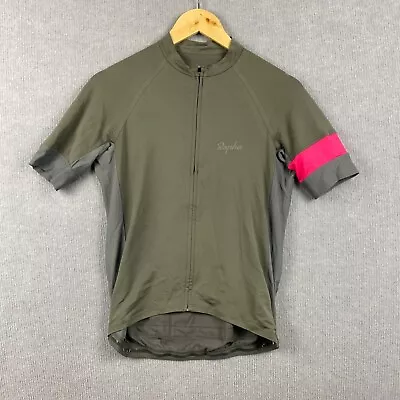 Rapha Cycling Jersey Mens Medium Grey Pink Stripe Training Short Sleeve Full Zip • $59.95