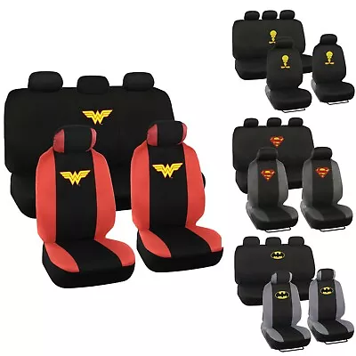 DC Superhero Licensed Car Seat Cover Character Designs Universal Fit 9PC Set • $49.98