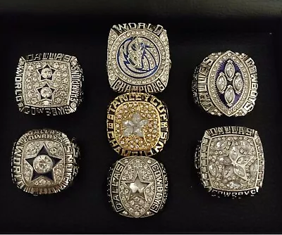 Dallas - Championship 7 Ring Set With Wooden Box. Cowboys Mavericks Stars Aikman • $159.99