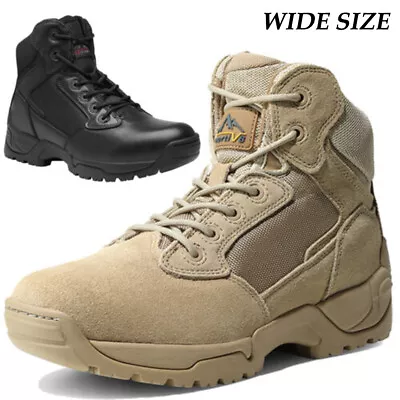 WIDE SIZE Men's Military Boots Tactical Boots Combat Ankle High Hiking Boots • $60.61