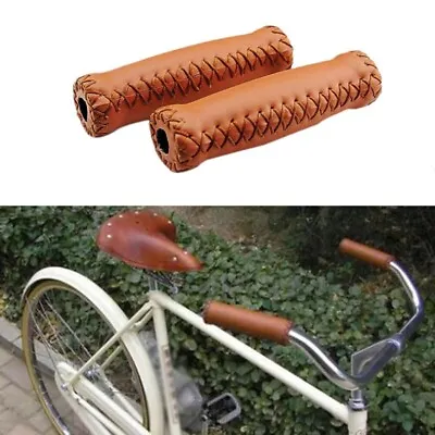 Vintage Artificial Leather Bicycle Grips Retro Style Cycling Accessory • $8.37