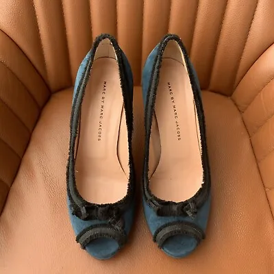 Marc By Marc Jacob’s Blue Heeled Open Toe Shoes Size Uk6 All Leather  • £19.99