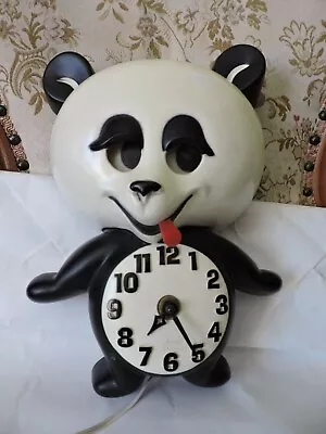 Panda Spartus Eyes Moving In Time Vintage 1950's Electric Clock Working   • $495