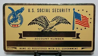 Metal Fraternal Order Of Eagles Social Security ID Card Custom Engraved [080CHR] • $7