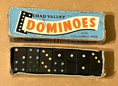 Vintage 1960s Chad Valley Dominoes. Coloured Pips Original Box. Complete. • £5