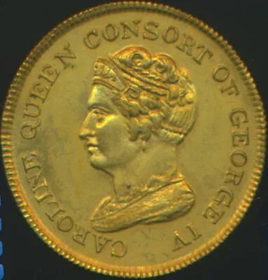 £40 • Buy 1821 Death Of Queen Caroline 25mm Brass Medal BHM 1156