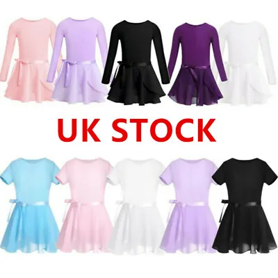 £8.04 • Buy Girls Ballet Tutu Dress Long Sleeve Leotard Bodysuit Skirt Kids Dancewear Outfit