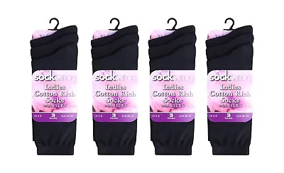 Ladies Plain Socks Womens Girls Cotton Rich EveryDay Blend Socks Adults Size 4-8 • £9.49