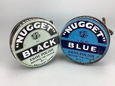 Vintage Nugget Black And Blue Shoe Polish Tins • $33