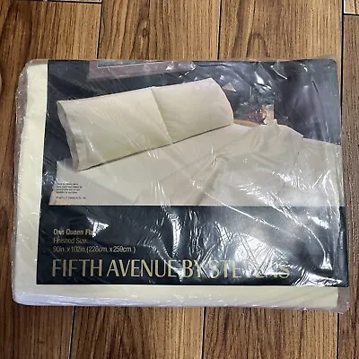 VTG NOS Fifth Avenue By Stevens 1 Queen Flat Sheets - Bone Made In USA • $15