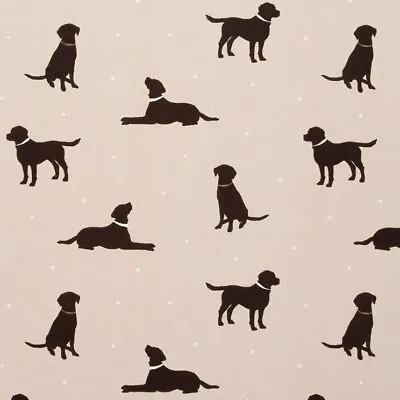£13.89 • Buy 1m Clarke & Clarke Rover Black Dog Linen PVC Wipeclean Fabric Labrador Oilcloth