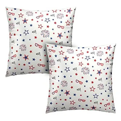 Memorial Day Pillow Covers 18x18 Star Red White And Blue Pillow Covers Set Of 2  • $13.13