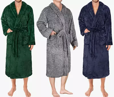 Mens Soft Robe Microfiber Bathrobe Long Spa Robe Male Sleepwear Fluffy Sherpa • $29.99