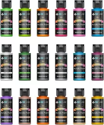 Acrylic Paint Set 18 Colors Non Toxic Metallic Paints For Artists Beginners 60ml • £0.99