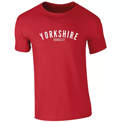 Yorkshire T Shirt Barnsley Football Fan Red White Silver Gift Logo Size To 3XL • £9.97