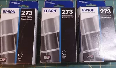 Epson 273 DURABrite Black Ink Cartridges T273020 New Sealed Bulk Pack Lot Of 3 • $19.98