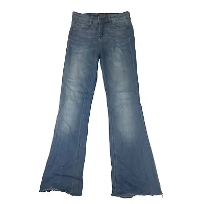 Miss Sixty Women’s High Waist Fringes Trim Flared Jeans Size-27 Straight Leg • $34.99