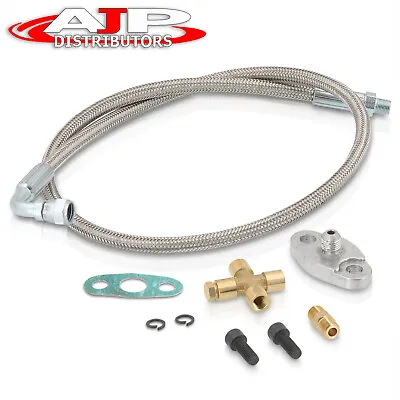 Universal Turbo Oil Feed Line Fitting S/S Hose Kit For T25 T28 GT30 Turbocharger • $12.99