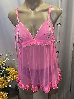 Victoria's Secret Women Sexy Little Things Pink Sheer Mesh Babydoll M NWOT • $19.99