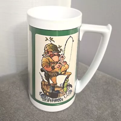 Vtg Fishing Cup Insulated Mug Humorous Thermo Serv Bass Trout Trophy Fisherman • $15