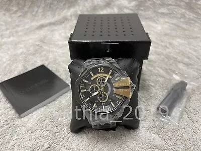 New Diesel DZ4338 Mega Chief Chronograph Black Dial Stainless Steel Men's Watch • $116