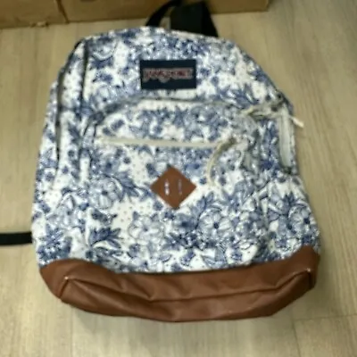 Jansport Backpack Mens One Size White School Student Logo City View Floral Print • $10.46