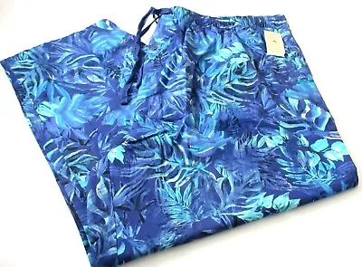 Tommy Bahama Men's Cotton Lounge Sleeping Pants Navy Blue Aqua White Floral NWT • $36.99