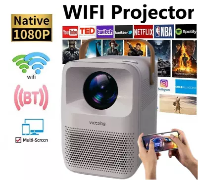 7500 Lumen 4k Projector 1080P 3D LED WiFi Video Home Theater Cinema W/ Speaker • $68.95