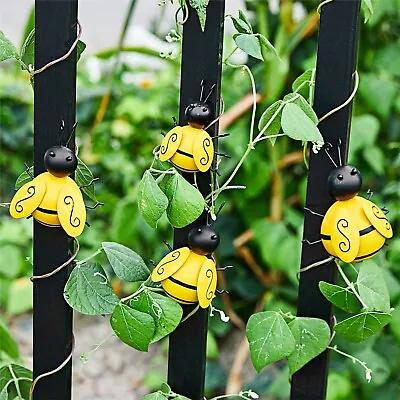 4pc Metal Bumble Bee Garden Wall Decorations 3D Outdoor Ladybug Garden Ornaments • £11.95