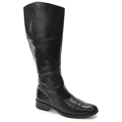 Ladies Manas Lea Foscati Riding Zip Knee Boot 39 / 9.5 Black Leather Shoes Italy • £57