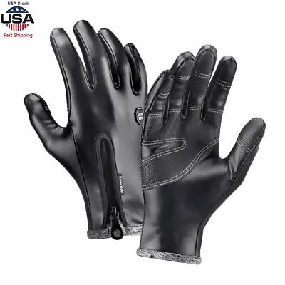 Winter Touchscreen Leather Waterproof Gloves For Cold Weather Ski Riding Warm US • $10.59