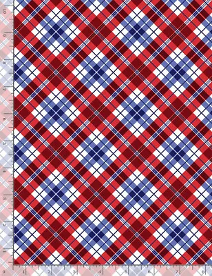 Patriotic Madras Diagonal Plaid Fabric USA Cotton C1343 Timeless Treasures Yard • $10.98