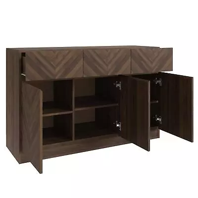 Cabinet Sideboard Cupboard Large 3-Door Storage Organiser Catania Royal Walnut • £216.99