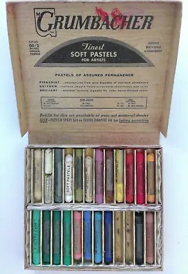 Vintage Grumbacher 24 Soft Pastel Set No.00/2 In Original Box -22 Colors Present • $39.95