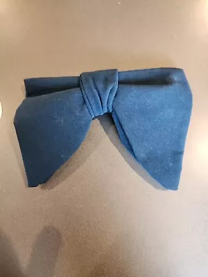 Vintage Royal Rust Blue Suade Bowtie Clip On • $10