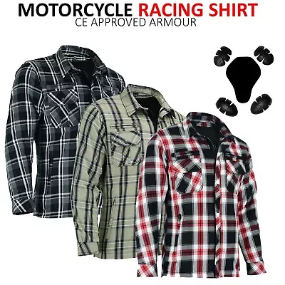 Men Motorcycle Check Shirts Motorbike Racing Jackets Protection With CE Armours • $49.31