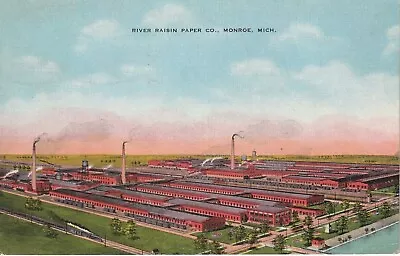 Monroe MI -- River Raisin Paper Co. -- View Of Large Factory -- 1938 • $0.99