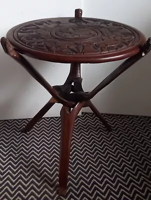 £140 • Buy Magnificent Malawi African Hand Carved Tripod Table & Lion, Elephant, Rhino...