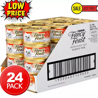 New Fancy Feast Cat Food Classic Pate Savoury Salmon Wet Cat Food 24x85g • $50